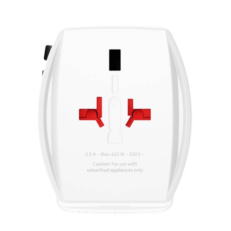 20x SKROSS 74799 Reiseadapter MUV USB AC 65 PD, weiß - 65 W, 1x USB-C™ und 1x USB-A plus internationale Netzstecker für ungeerdete, 2-polige Gerä