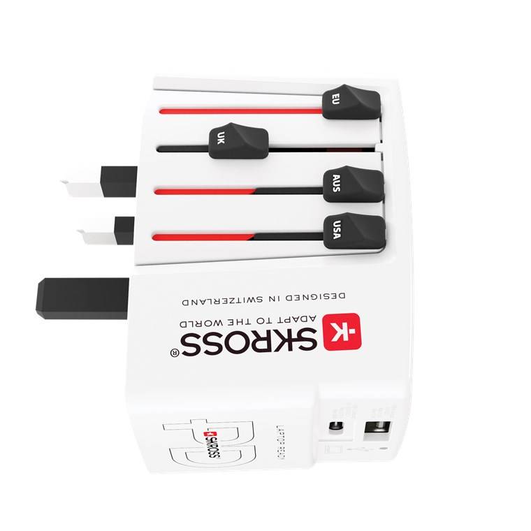 SKROSS 75255 Reiseadapter World USB Charger AC65PD, weiß - 65 W, 1x USB-C™ und 1x USB-A für internationale Netzanschlüsse (ungeerdet, 2-polig)