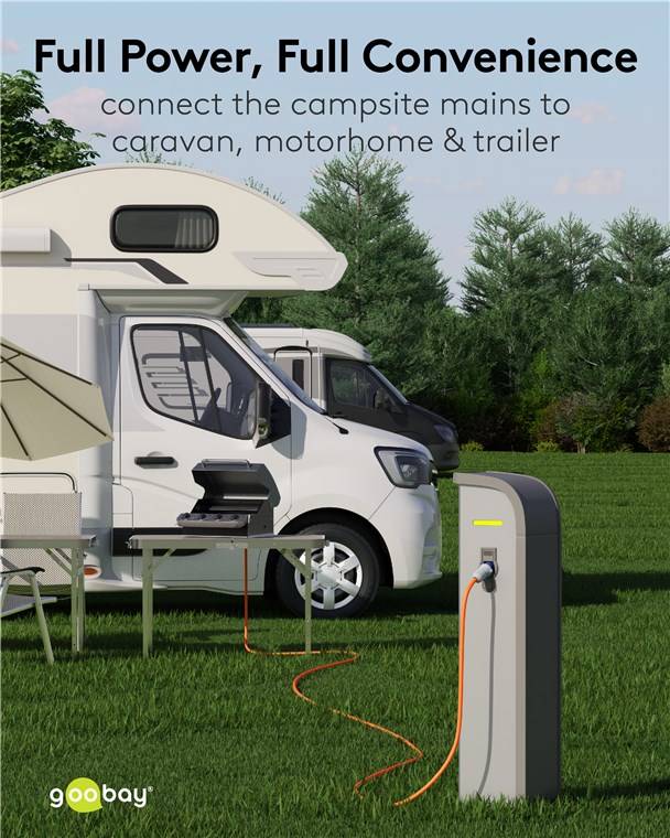 Goobay 76223 CEE-Adapterleitung, CEE-Stecker auf Schutzkontakt-Kupplung, 1,5 m, 1.5 m, orange - Campingkabel für Außenbereiche, 16 A / 230 V