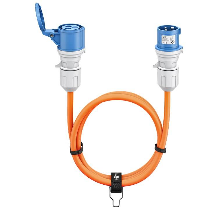 2x Goobay 76229 CEE-Verlängerung, CEE-Stecker auf CEE-Kupplung, 10 m, 10 m, orange - Campingkabel für Außenbereiche, 16 A / 230 V