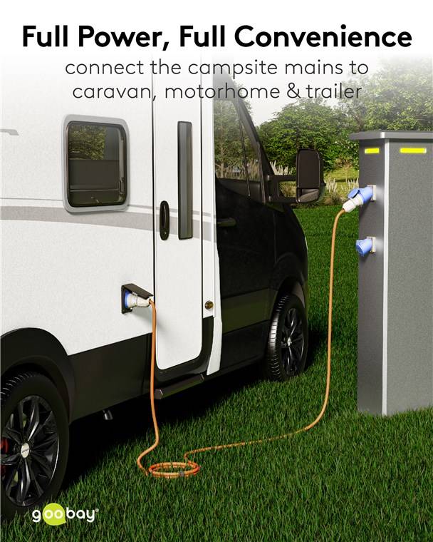 2x Goobay 76230 CEE-Verlängerung, CEE-Stecker auf CEE-Kupplung, 25 m, 25 m, orange - Campingkabel für Außenbereiche, 16 A / 230 V