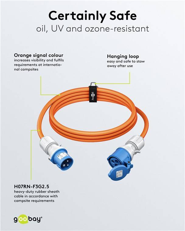 2x Goobay 76230 CEE-Verlängerung, CEE-Stecker auf CEE-Kupplung, 25 m, 25 m, orange - Campingkabel für Außenbereiche, 16 A / 230 V