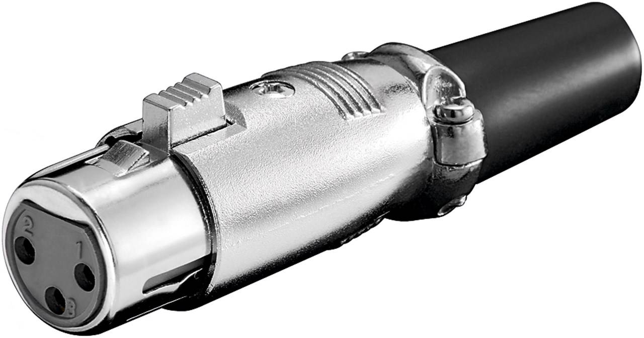 Goobay 11223 Mikrofonkupplung, XLR-Buchse (3-Pin), 3 Pin, silber - silbernes Metallgehäuse