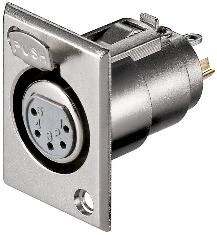 Goobay 11971 Mikrofon-Einbaubuchse, XLR-Buchse (5-Pin), 5 Pin - mit Verriegelung und vergoldeten Kontakten