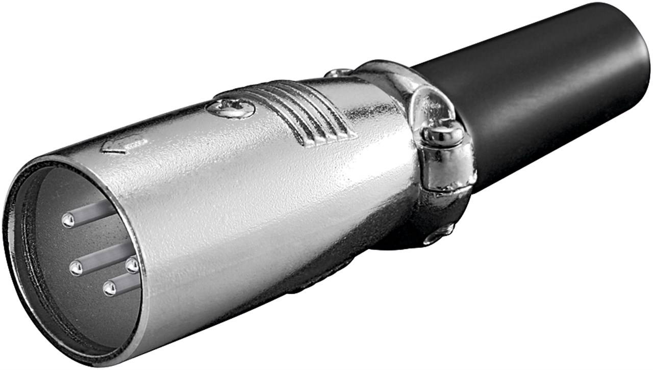 Goobay 11776 Mikrofonstecker, XLR-Stecker (4-Pin), 4 Pin, silber - mit geschraubter Zugentlastung