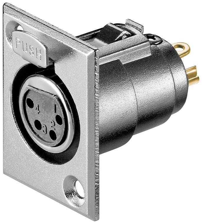 Goobay 11972 Mikrofon-Einbaubuchse, XLR-Buchse (4-Pin), 4 Pin - mit Verriegelung und vergoldeten Kontakten