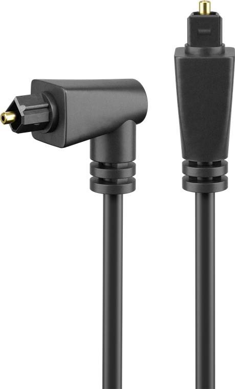 80x Goobay 41595 Toslink-Kabel abgewinkelt und drehbar, 2 m, Schwarz - Toslink-Stecker > 90°-Toslink-Stecker