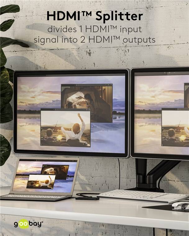 50x Goobay 58481 Series 2.0 HDMI™-Splitter 1 auf 2, Schwarz - 4K@60Hz