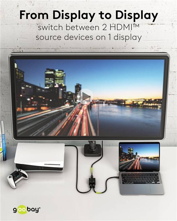 100x Goobay 58485 Series 1.4 HDMI™-Umschaltbox 2 auf 1, Schwarz - 4K@30Hz