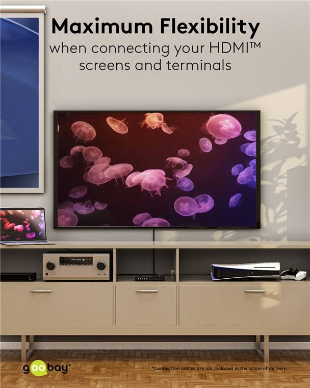 Goobay 58479 Series 2.0 HDMI™-Matrix-Schalter 4 auf 2, Schwarz - 4K@60Hz
