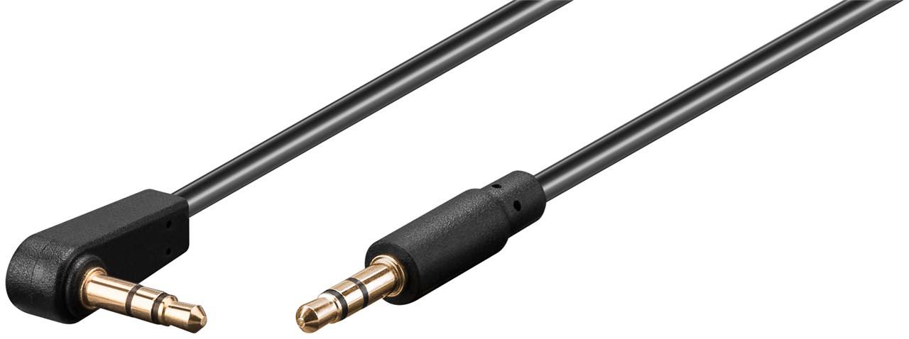 100x Goobay 59526 Audio Verbindungskabel AUX, 3,5 mm stereo 3-pol., slim, CU, abgewinkelt, 5 m, Schwarz - Klinke 3,5 mm Stecker (3-Pin, stereo)