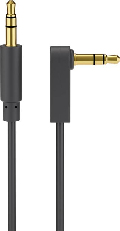 Goobay 59525 Audio Verbindungskabel AUX, 3,5 mm stereo 3-pol., slim, CU, abgewinkelt, 3 m, Schwarz - Klinke 3,5 mm Stecker (3-Pin, stereo) > Klinke