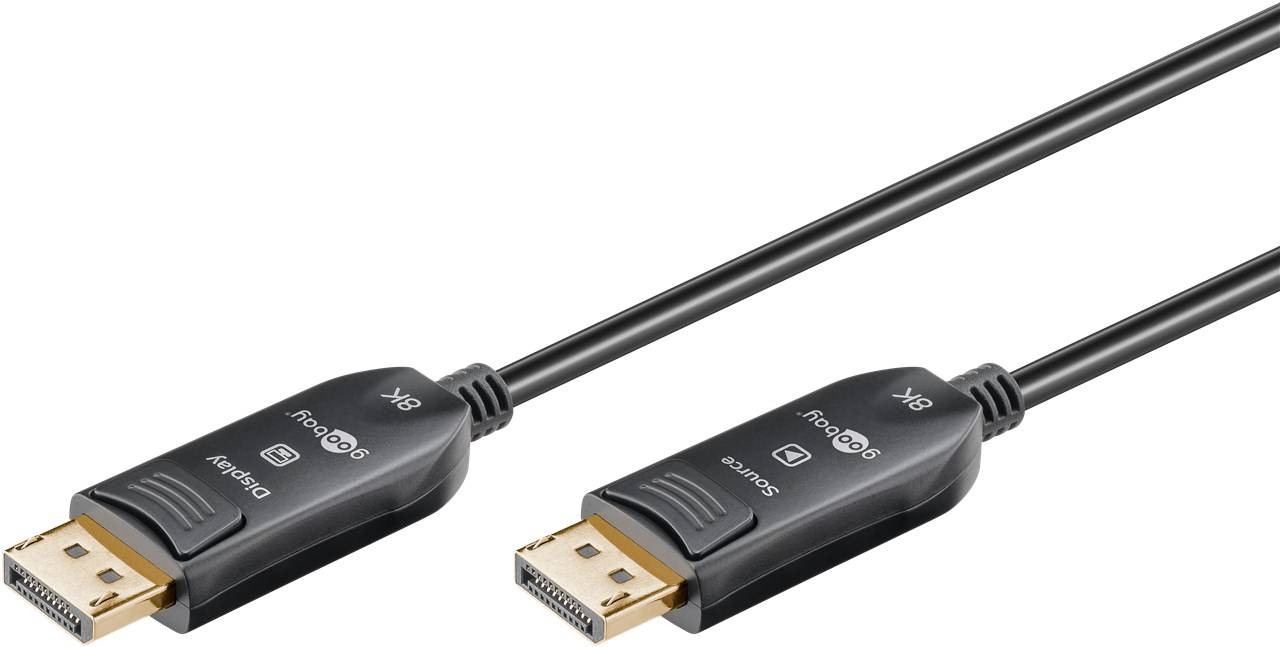 Goobay 64867 AOC Optisches DisplayPort™ Hybrid-Verbindungskabel 2.x (2.0/2.1) (AOC), 40 Gbit/s, 20 m, schwarz - 8K/120 Hz DSC