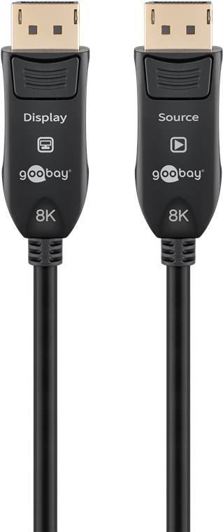 1x Goobay 64868 AOC Optisches DisplayPort™ Hybrid-Verbindungskabel 2.x (2.0/2.1) (AOC), 40 Gbit/s, 30 m, schwarz - 8K/120 Hz DSC