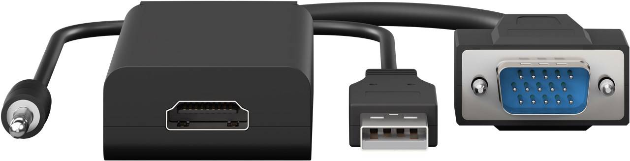 Goobay 61259 Standard VGA-auf-HDMI™-Konverter mit 3,5-mm-Klinke Audio, Schwarz - VGA-Stecker (15-polig) + Klinke 3,5 mm Stecker (3-Pin, stereo) > HD