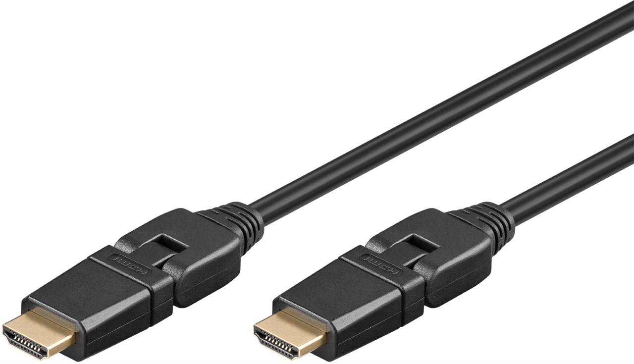 40x Goobay 61289 Standard High-Speed-HDMI™-360°-Kabel mit Ethernet, 3 m, Schwarz - 4K/60Hz