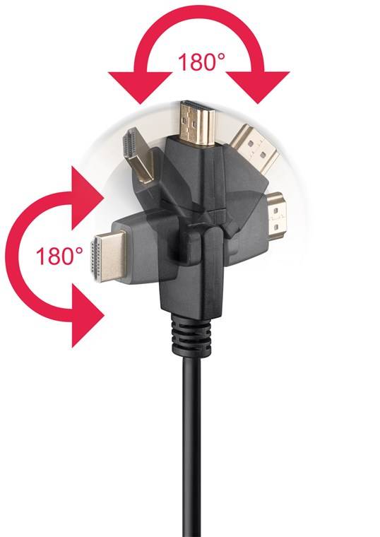40x Goobay 61289 Standard High-Speed-HDMI™-360°-Kabel mit Ethernet, 3 m, Schwarz - 4K/60Hz