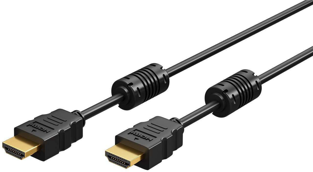 100x Goobay 61299 Standard High-Speed-HDMI™-Kabel mit Ethernet, Ferrite, 1 m, Schwarz - 4K/60Hz