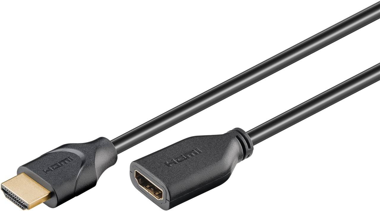 100x Goobay 61307 Standard High-Speed-HDMI™-Verlängerungskabel mit Ethernet, 1 m, Schwarz - 4K/60Hz