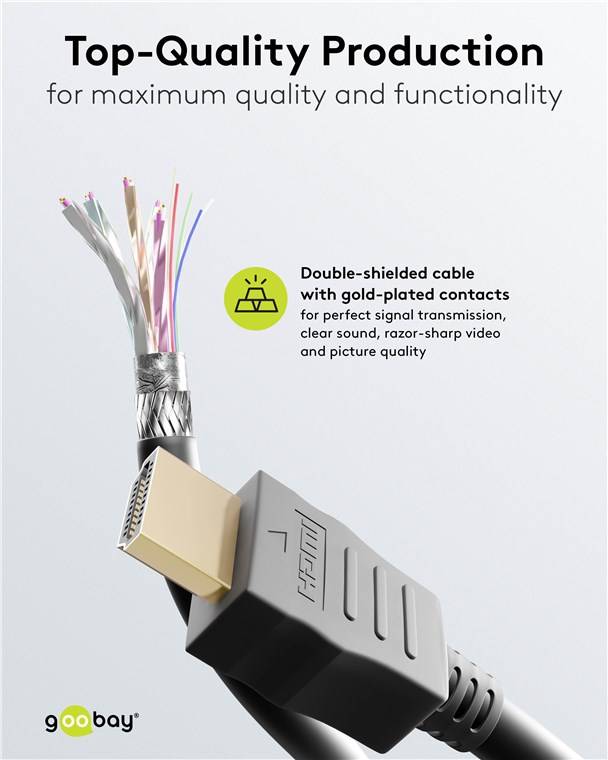 100x Goobay 61307 Standard High-Speed-HDMI™-Verlängerungskabel mit Ethernet, 1 m, Schwarz - 4K/60Hz