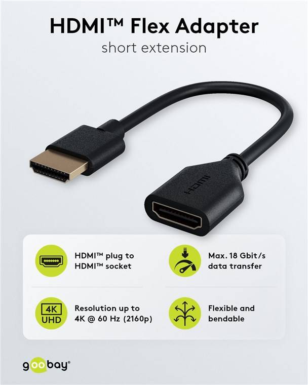 125x Goobay 64824 Standard HDMI™-Flexadapter (slim), 0.1 m, schwarz - 4K/60Hz
