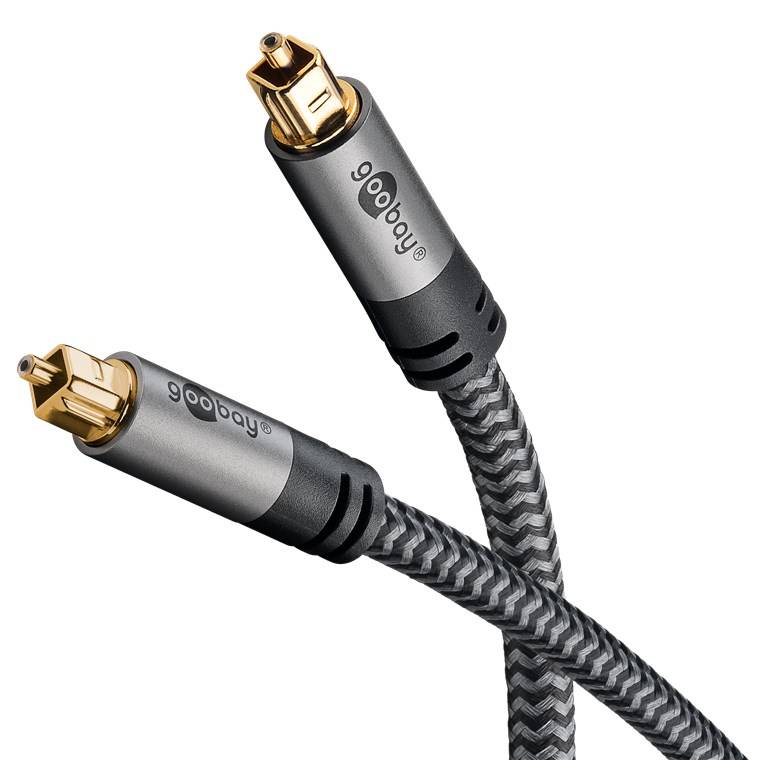 40x Goobay 65306 Plus Series TOSLINK-Kabel, 3 m, 3 m, schwarz-Silber - Toslink-Stecker > Toslink-Stecker