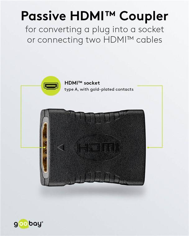 Goobay 65743 Standard HDMI™-Adapter (Kupplung), 8K/60Hz, schwarz - HDMI™-Buchse (Typ A) > HDMI™-Buchse (Typ A)