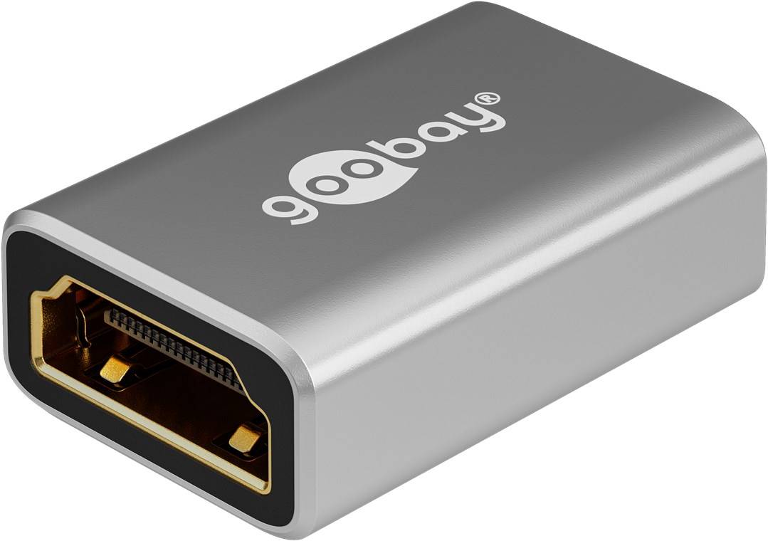 Goobay 72008 Plus Series HDMI™-Adapter (Kupplung), 8K/60Hz, schwarz-Silber - HDMI™-Buchse (Typ A) > HDMI™-Buchse (Typ A)