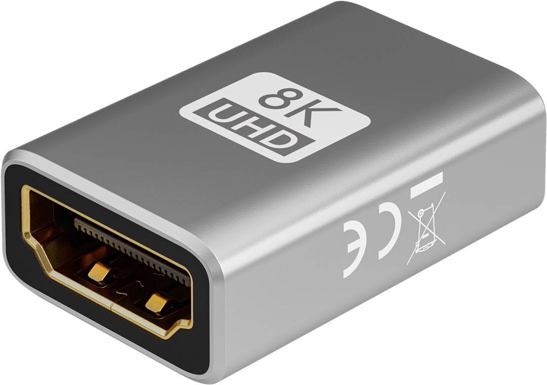 Goobay 72008 Plus Series HDMI™-Adapter (Kupplung), 8K/60Hz, schwarz-Silber - HDMI™-Buchse (Typ A) > HDMI™-Buchse (Typ A)