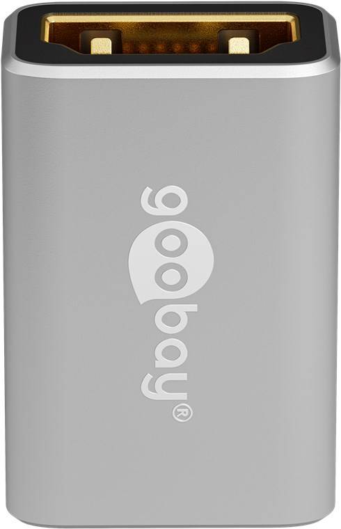 Goobay 72008 Plus Series HDMI™-Adapter (Kupplung), 8K/60Hz, schwarz-Silber - HDMI™-Buchse (Typ A) > HDMI™-Buchse (Typ A)