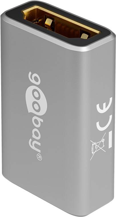 Goobay 72008 Plus Series HDMI™-Adapter (Kupplung), 8K/60Hz, schwarz-Silber - HDMI™-Buchse (Typ A) > HDMI™-Buchse (Typ A)