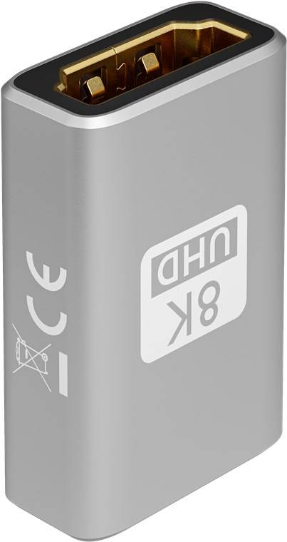 Goobay 72008 Plus Series HDMI™-Adapter (Kupplung), 8K/60Hz, schwarz-Silber - HDMI™-Buchse (Typ A) > HDMI™-Buchse (Typ A)