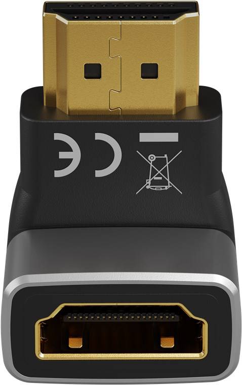 Goobay 72011 Plus Series HDMI™-Winkeladapter 270° vertikal, 8K/60Hz, schwarz-Silber - HDMI™-Buchse (Typ A) > HDMI™-Stecker (Typ A) 270°