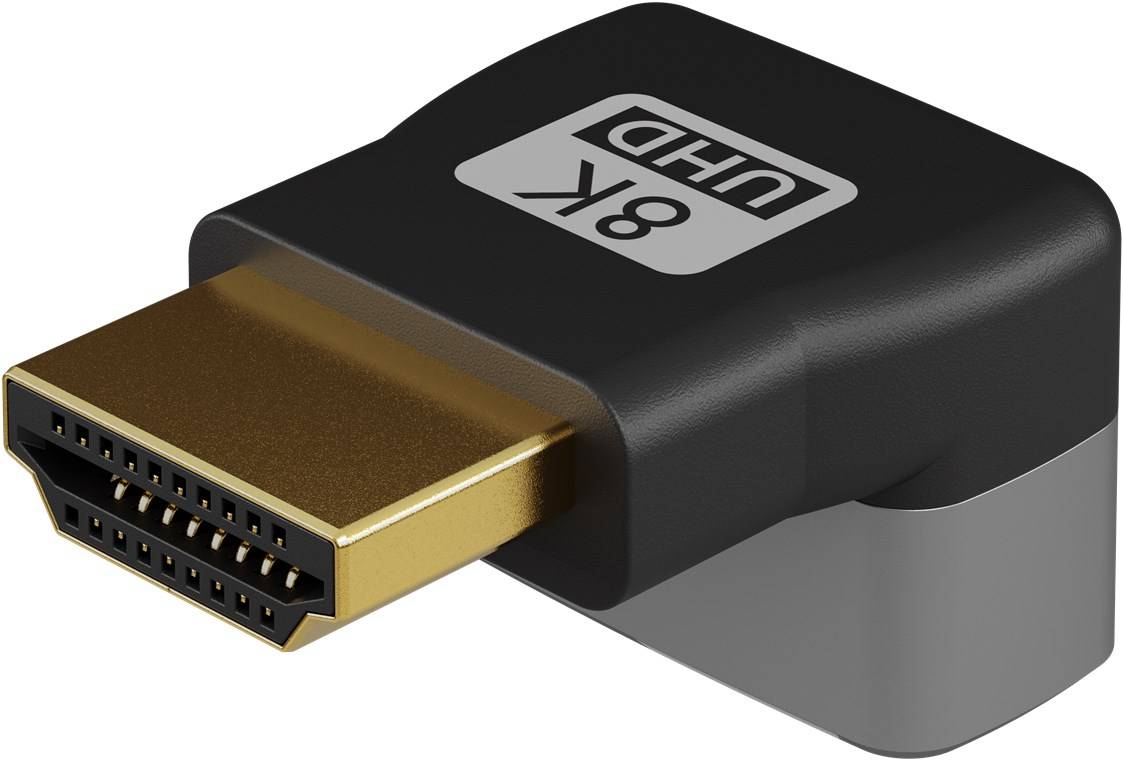 Goobay 72011 Plus Series HDMI™-Winkeladapter 270° vertikal, 8K/60Hz, schwarz-Silber - HDMI™-Buchse (Typ A) > HDMI™-Stecker (Typ A) 270°