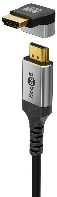 Goobay 72011 Plus Series HDMI™-Winkeladapter 270° vertikal, 8K/60Hz, schwarz-Silber - HDMI™-Buchse (Typ A) > HDMI™-Stecker (Typ A) 270°