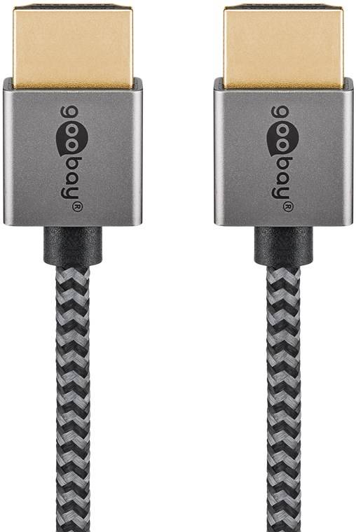 30x Goobay 75755 Plus Series Slim High-Speed-HDMI™-Kabel mit Ethernet, 5 m, schwarz-Silber - 4K/60Hz