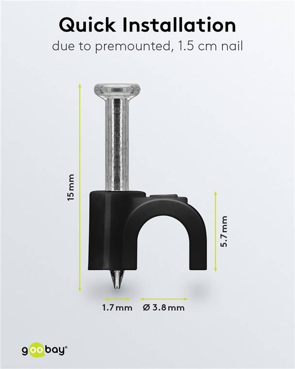 Goobay 64677 Kabelschelle 4 mm, schwarz, 4 mm - Befestigung für Kabel mit Durchmesser bis 4 mm