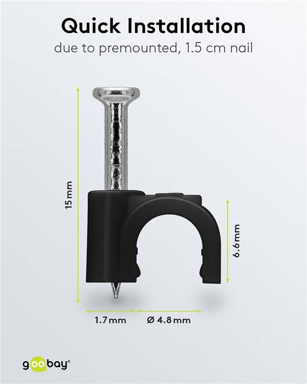 400x Goobay 64678 Kabelschelle 5 mm, schwarz, 5 mm - Befestigung für Kabel mit Durchmesser bis 5 mm