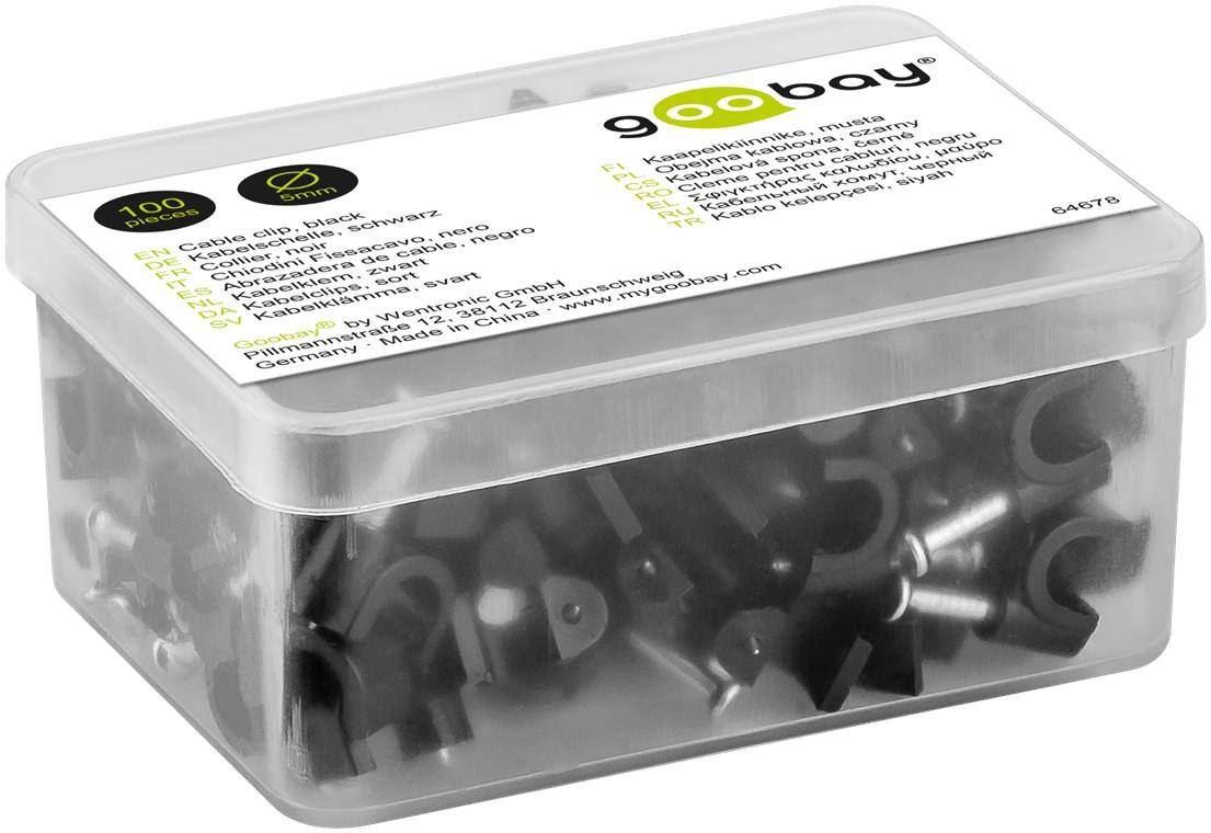 Goobay 64678 Kabelschelle 5 mm, schwarz, 5 mm - Befestigung für Kabel mit Durchmesser bis 5 mm
