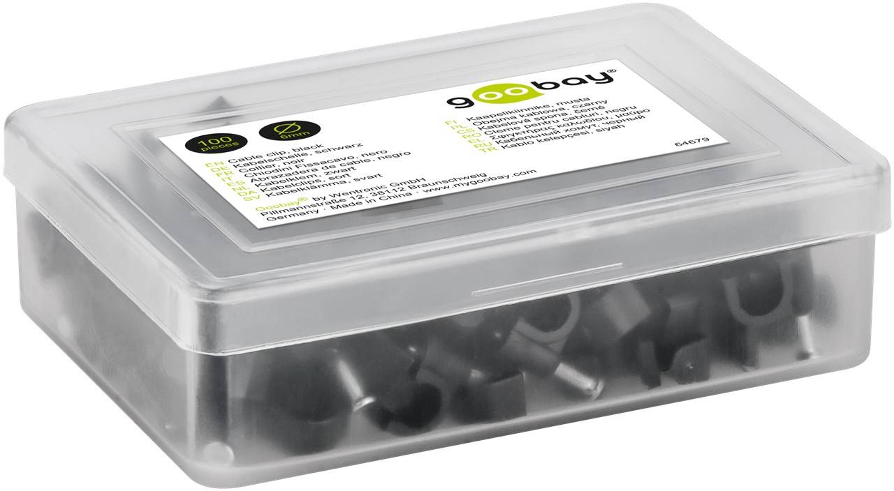 Goobay 64679 Kabelschelle 6 mm, schwarz, 6 mm - Befestigung für Kabel mit Durchmesser bis 6 mm