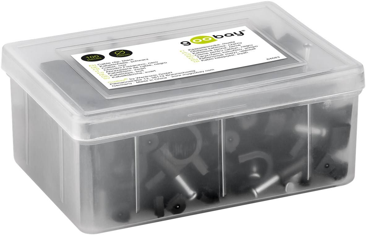 Goobay 64683 Kabelschelle 10 mm, schwarz, 10 mm - Befestigung für Kabel mit Durchmesser bis 10 mm