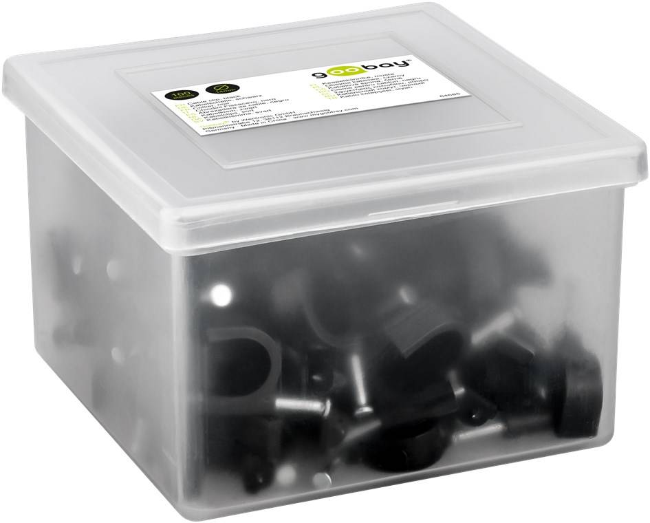 60x Goobay 64685 Kabelschelle 14 mm, schwarz, 14 mm - Befestigung für Kabel mit Durchmesser bis 14 mm