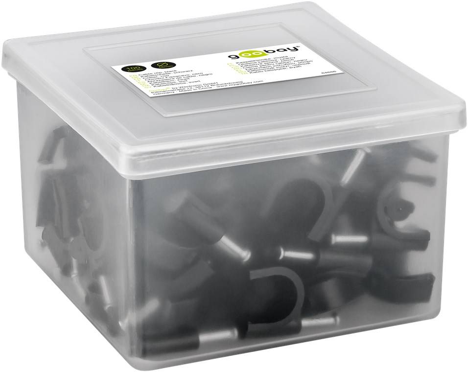 60x Goobay 64686 Kabelschelle 16 mm, schwarz, 16 mm - Befestigung für Kabel mit Durchmesser bis 16 mm