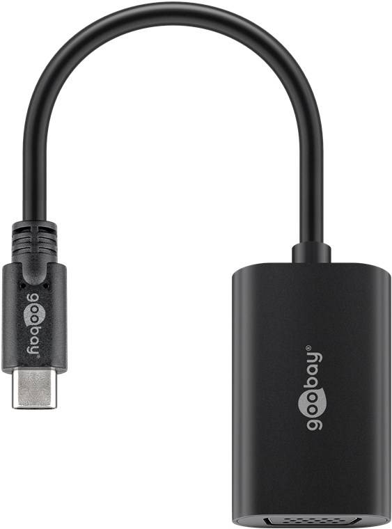 10x Goobay 51776 USB-C™-auf-VGA-Adapter, Schwarz, 0.2 m - USB-C™-Stecker <-> VGA-Buchse (15-polig)