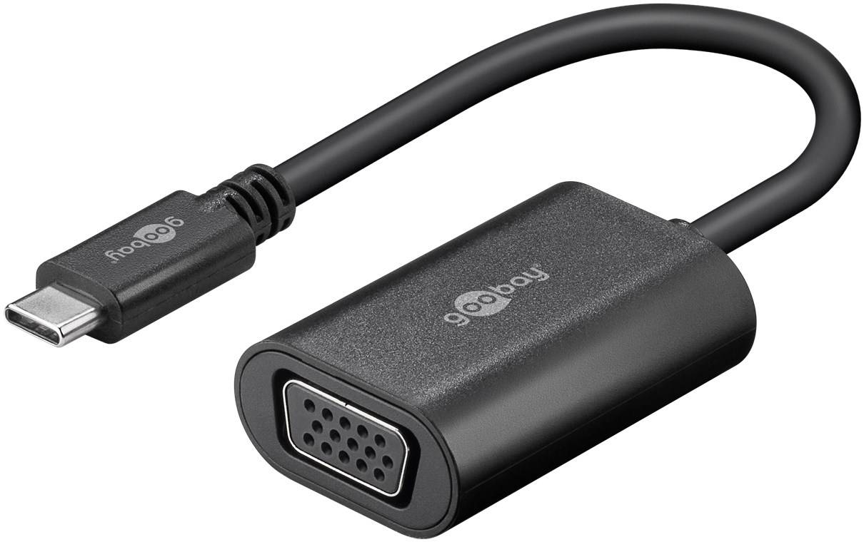 Goobay 51776 USB-C™-auf-VGA-Adapter, Schwarz, 0.2 m - USB-C™-Stecker <-> VGA-Buchse (15-polig)