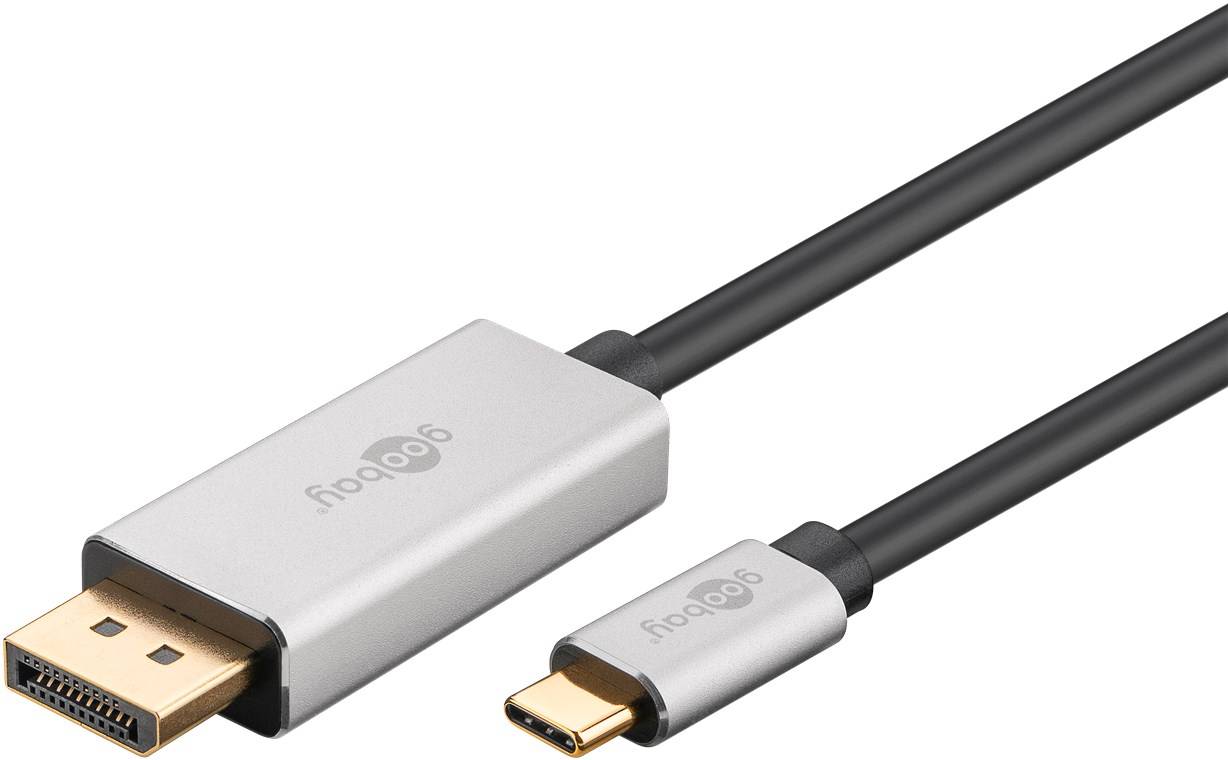 Goobay 60176 Adapterkabel USB-C™ auf DisplayPort™, 2 m, Silber-schwarz - USB-C™-Stecker > DisplayPort™-Stecker