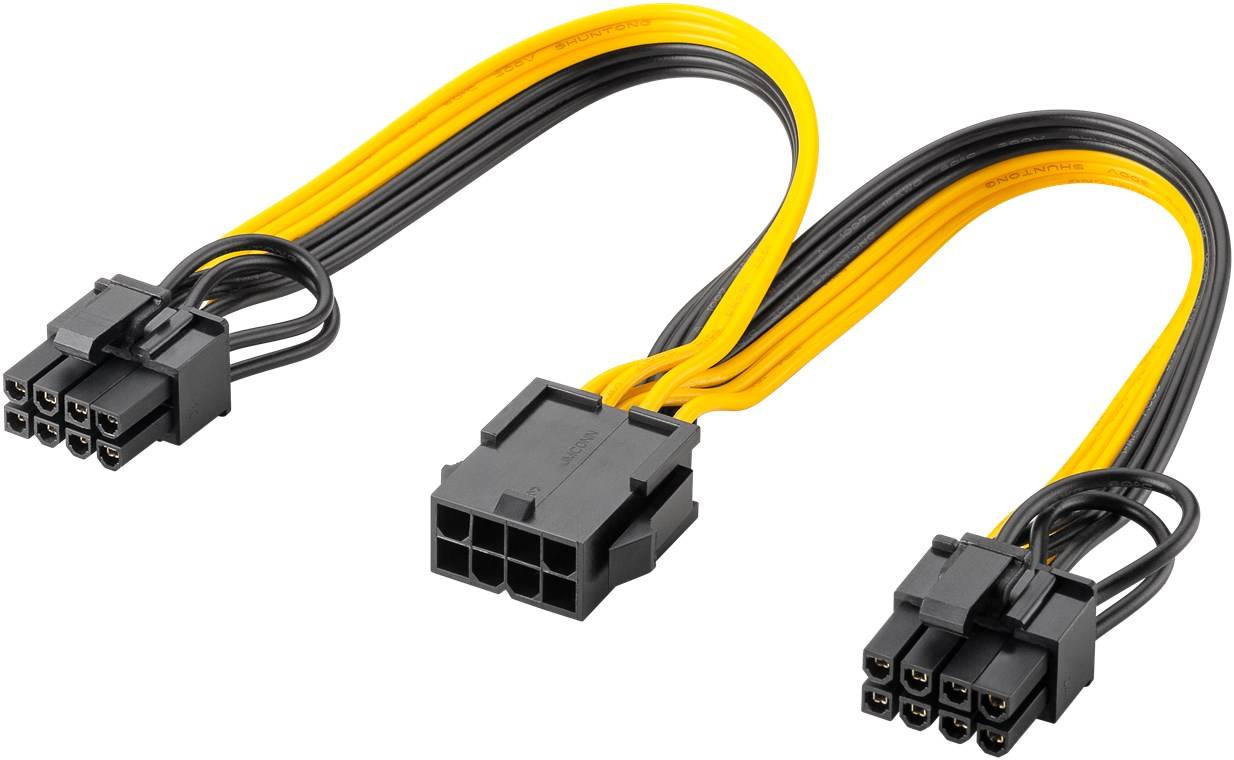 Goobay 60000 Netzteil-Kabel 8-Pin-Buchse auf Dual 6+2-Stecker für PCIe, 0.23 m - Y-Adapter zur Verbindung von Netzteil und PCI-Express-Grafikkarte