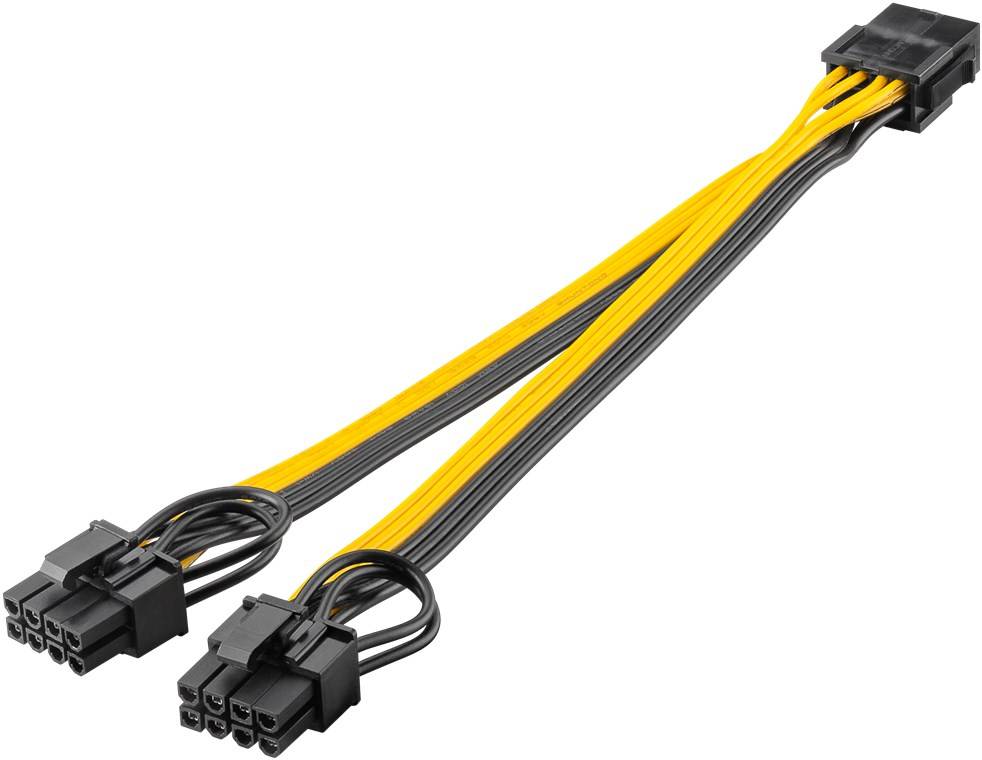 Goobay 60000 Netzteil-Kabel 8-Pin-Buchse auf Dual 6+2-Stecker für PCIe, 0.23 m - Y-Adapter zur Verbindung von Netzteil und PCI-Express-Grafikkarte