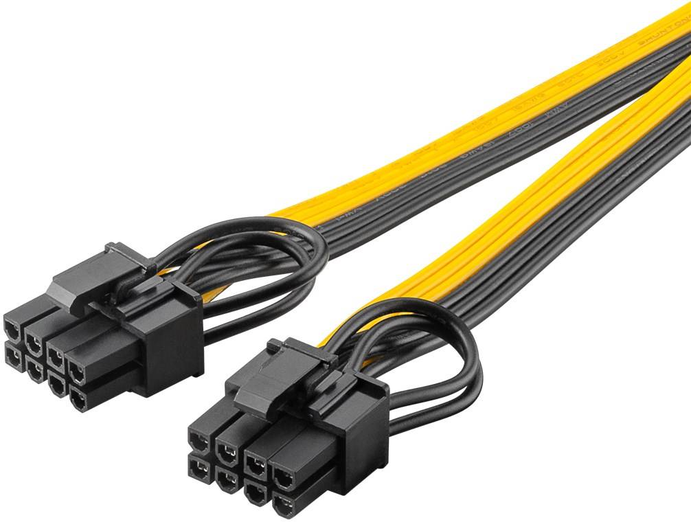 Goobay 60000 Netzteil-Kabel 8-Pin-Buchse auf Dual 6+2-Stecker für PCIe, 0.23 m - Y-Adapter zur Verbindung von Netzteil und PCI-Express-Grafikkarte