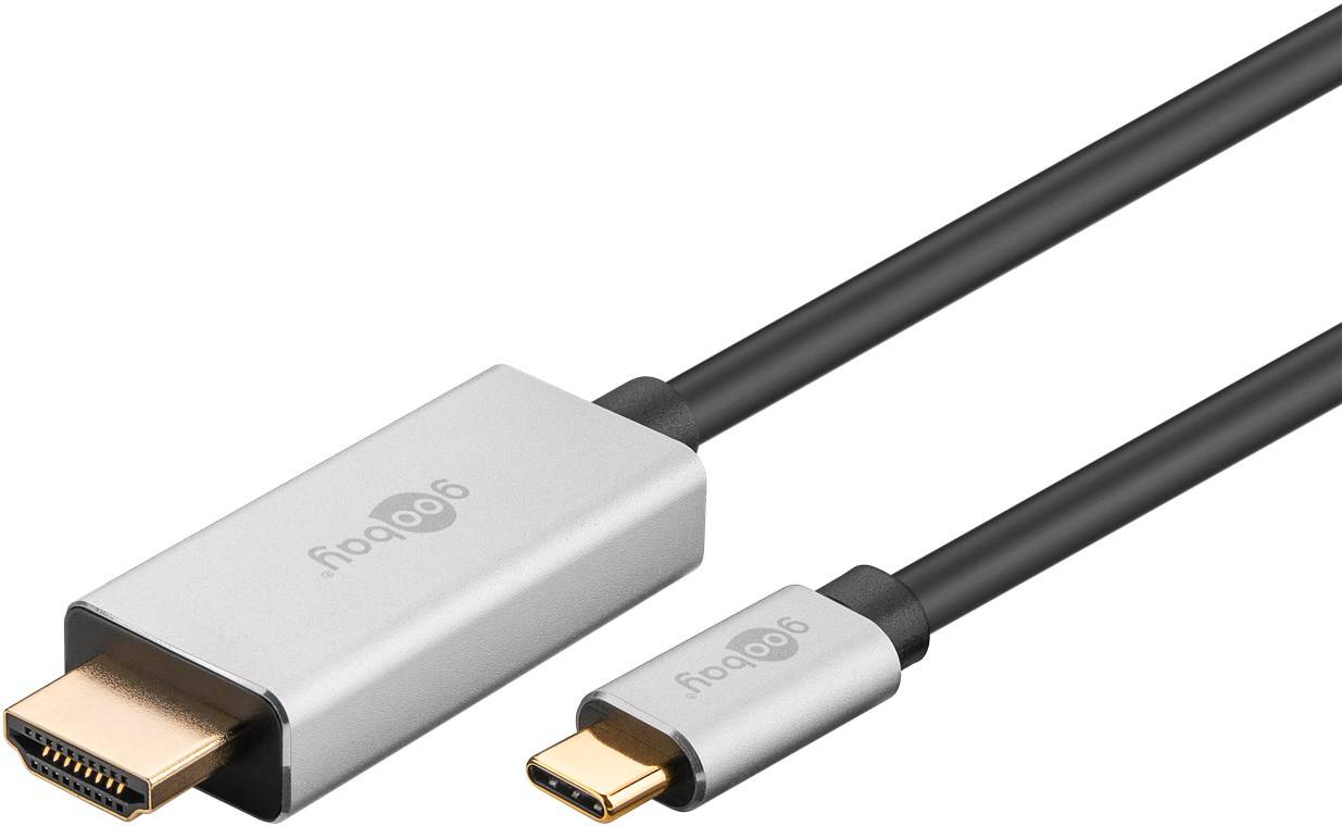 100x Goobay 60175 Adapterkabel USB-C™ auf HDMI™, 3 m, Silber-schwarz - USB-C™-Stecker > HDMI™-Stecker (Typ A)